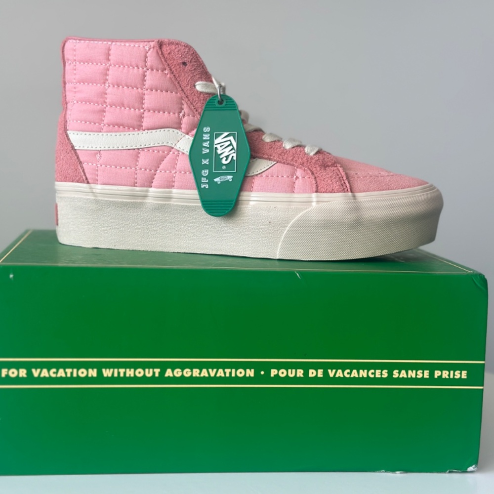 Vans Sk8-Hi Platform x Joe Fresh Goods Coral Pink Quilted Sneakers 10.5